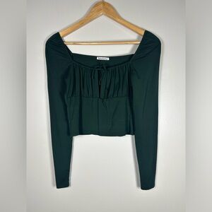 Reformation Women's Long Sleeve Forest Green Crop-top